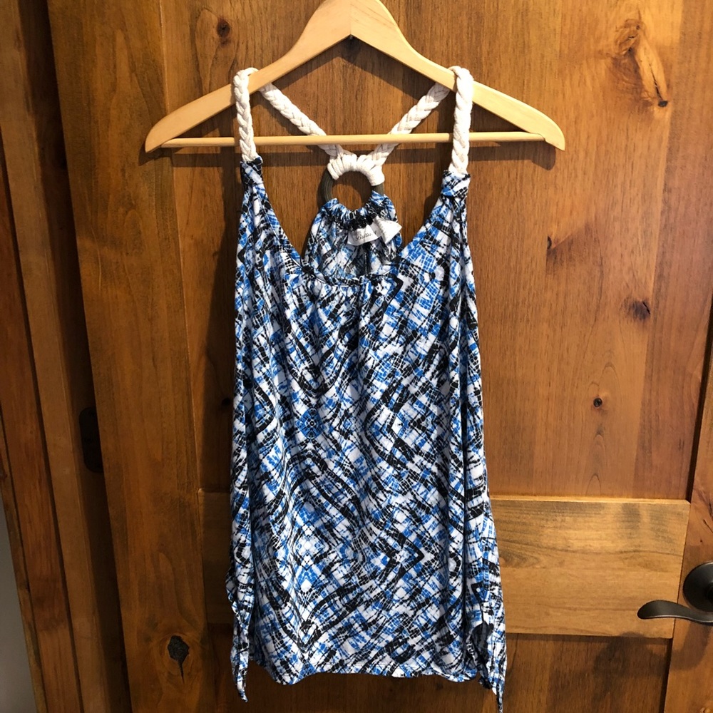 Blue Geometric Pattern Tank Top
